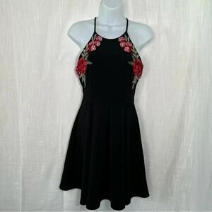 B. Darlin Floral Boho Appliqué Fit and Flare Dress